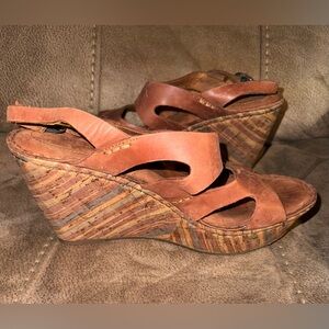 Born Beluna Cork Platform Wedge Sandals Women’s Size 9
